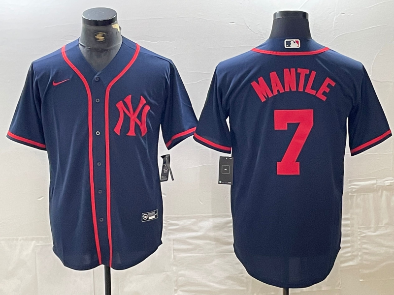 Men's New York Yankees Mickey Mantle #7 Navy Limited Jersey